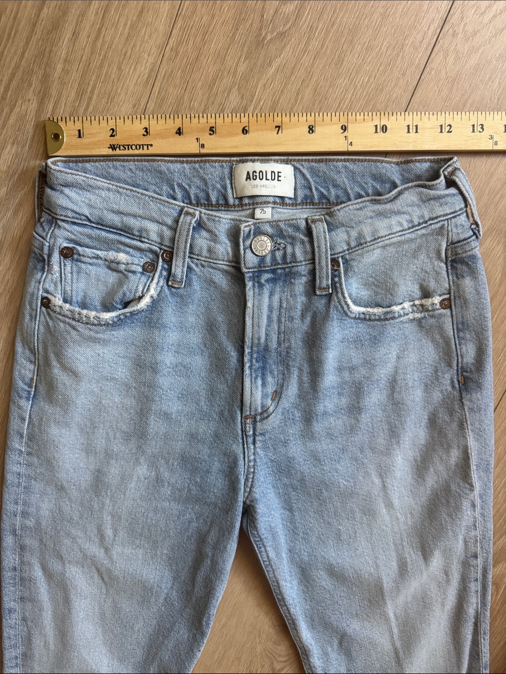 Agolde Lyle Low-Rise Slim Jeans Rift Light Wash Size 25 - Picture 14 of 16